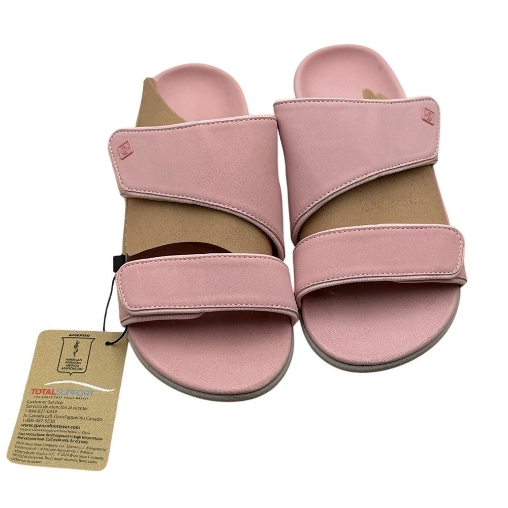 Spenco Total Support Orthotic Slide Sandals Womens Pink Adjustable Comfort NWT